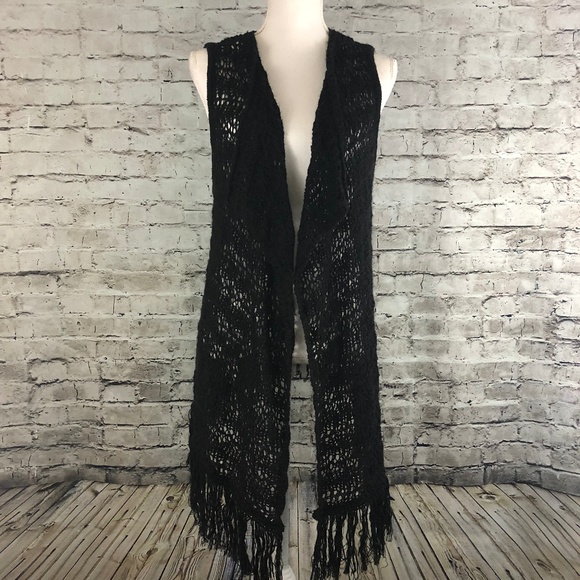 ONE WORLD Sweaters - One World Crochet Open Front Sweater